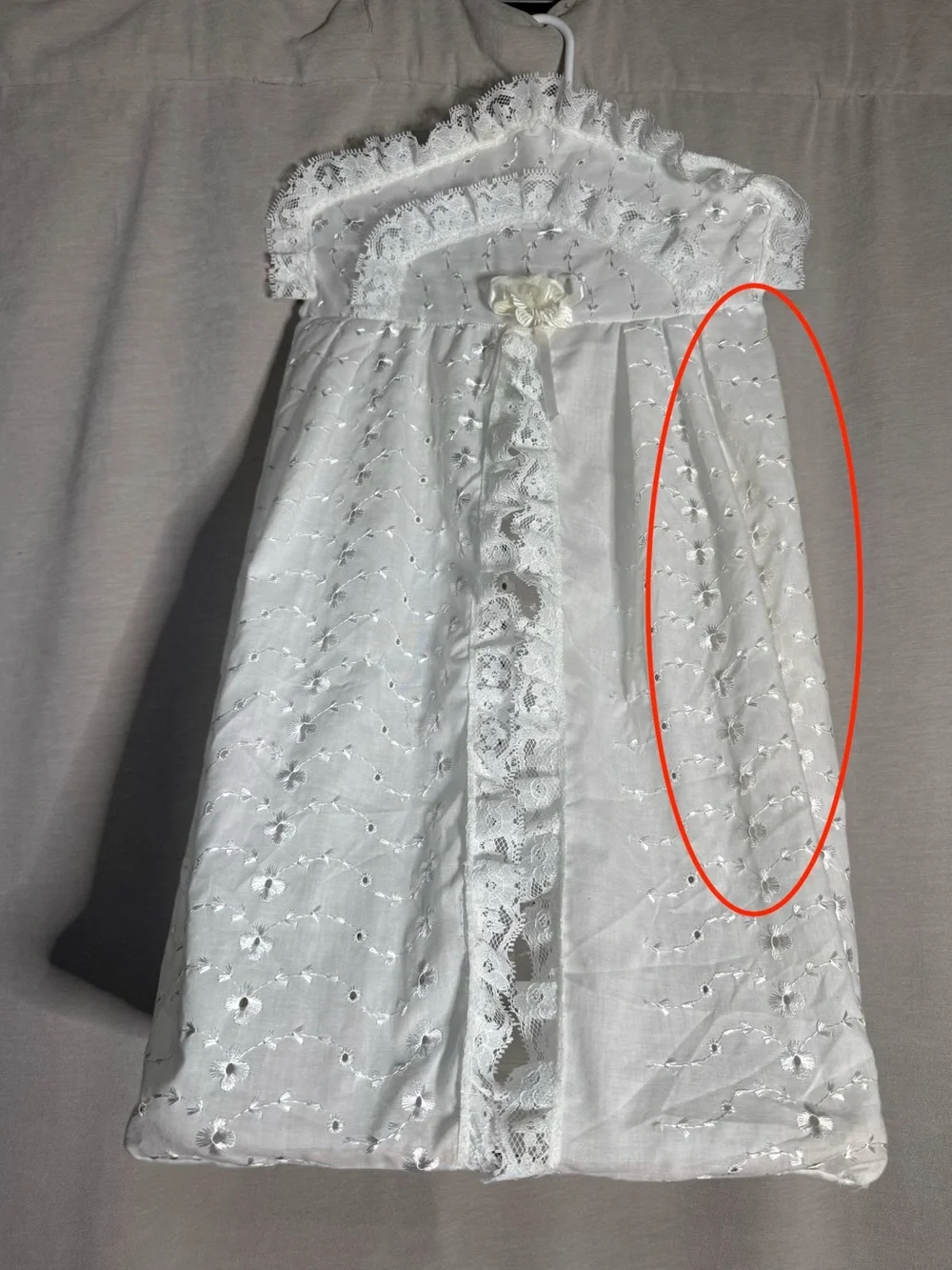 Vtg 90s Diaper Stacker Organizer - White Eyelet Lace, Cottagecore Shabby Chic